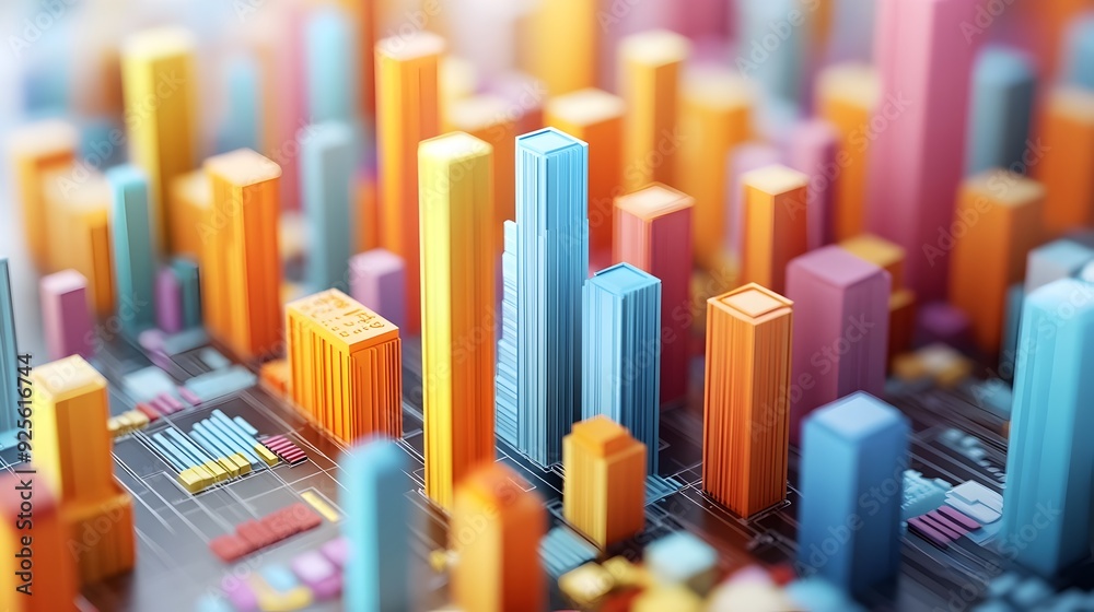 Obraz premium Visualizing Economic Data and GDP Analysis Through 3D Rendered Infographic