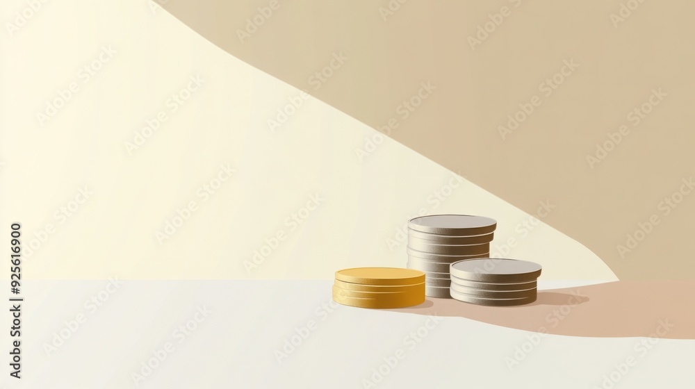 A minimalist illustration of small stacks of gold and silver coins in a soft-lit, neutral environment casting gentle shadows.
A minimalist illustration of small stacks of gold and silver coins in a soft-lit, neutral environment casting gentle shadows.