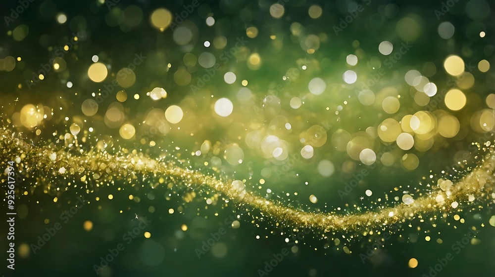 Green and golden bokeh lights background illustration wallpaper design, celebration, new year, christmas, ceremony and anniversaries