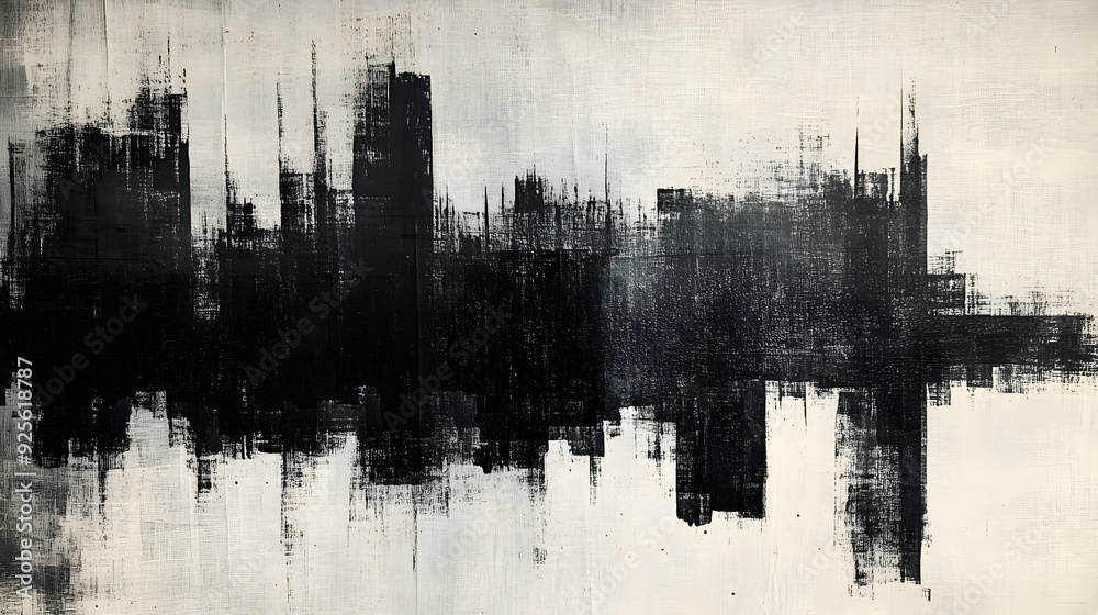 Abstract black and white artwork with textured brush strokes. Abstract black and white artwork with textured brush strokes.