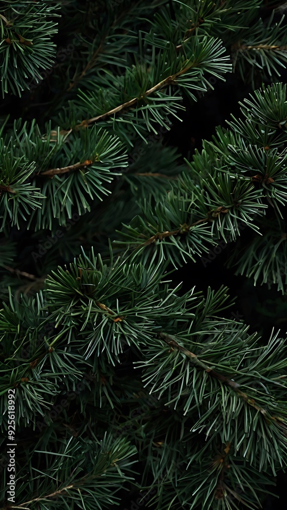 Pine tree leaves on dark screen, dark view of pine tree plant Pine tree leaves on dark screen, dark view of pine tree plant
