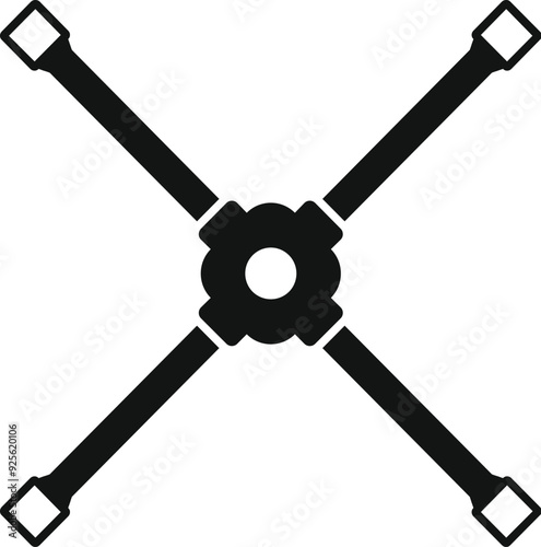 Black silhouette of a cross wrench, a tool used for loosening and tightening nuts