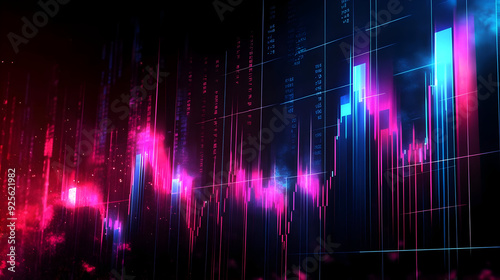 Abstract digital graph with vibrant colors representing data trends.