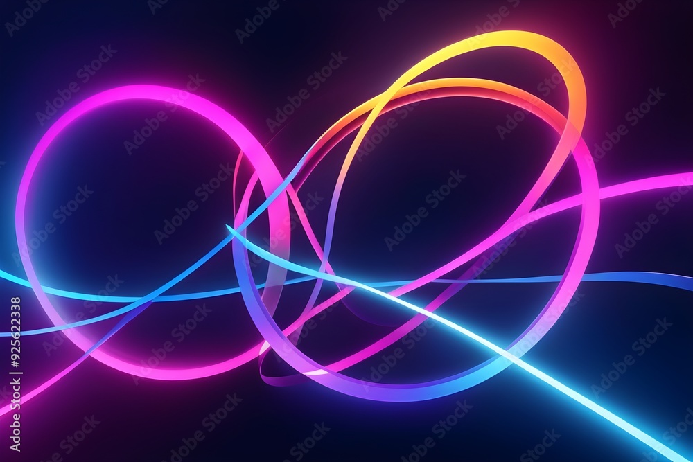 A colorful, neon-lit image of a spiral with a purple and orange line A colorful, neon-lit image of a spiral with a purple and orange line