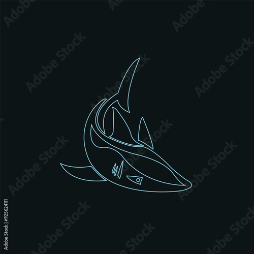 black and white shark vector