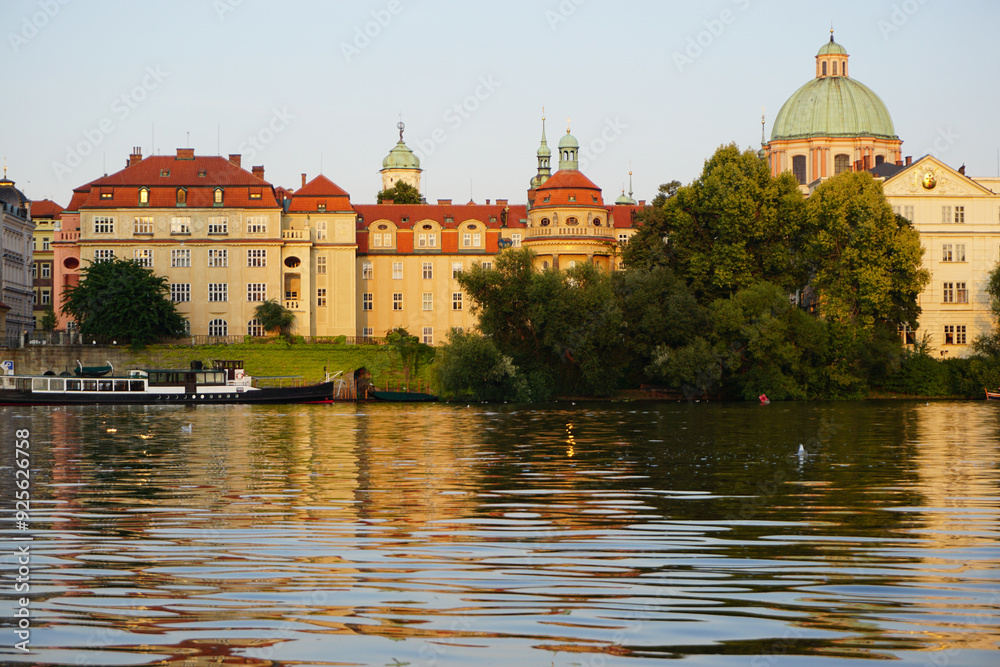 Fototapeta premium View of buildings in city against clear sky
