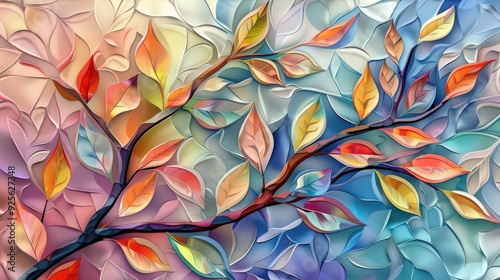 Abstract Autumnal Branch with Vibrant Colors