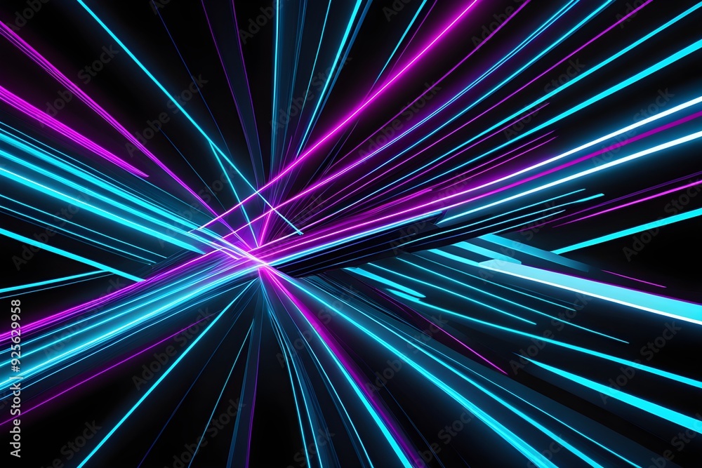 A colorful, neon-lit image with purple and blue lines A colorful, neon-lit image with purple and blue lines