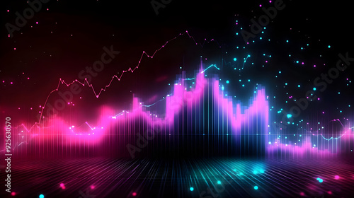 Colorful digital waveform representation with dynamic lighting effects.