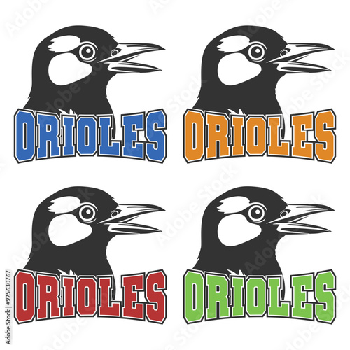 Orioles Illustration Clip Art Design Shape. Mascot Silhouette Icon Vector.