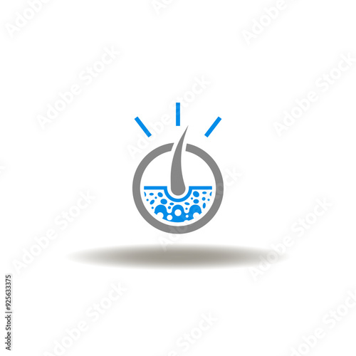 Vector illustration of skin with hair shine or exclamation attention. Symbol of skin acne care.