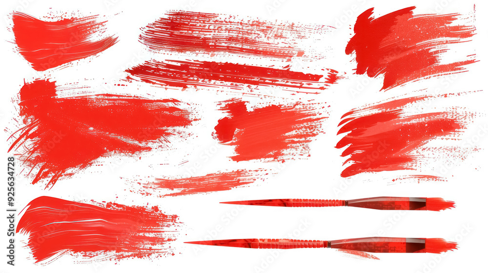 vivid red paint brush strokes with artistic brushes