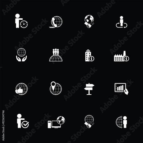 Universal business management and human resources icon set. Universal icons for web and mobile. Vector.	