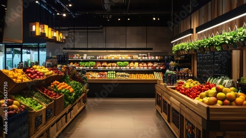 Supermarket organic vegetables shelf