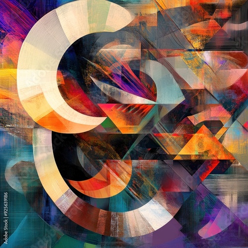 Abstract Geometric Artwork with Vibrant Colors