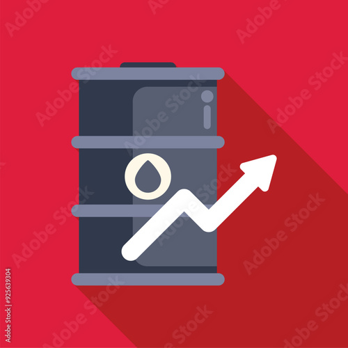 Oil barrel with a price increase arrow growing up, concept of oil crisis and high prices