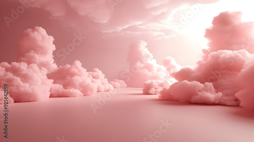 Soft pink clouds in a serene landscape, evoking calmness.