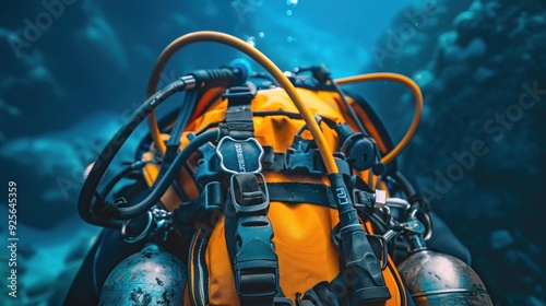 Closeup of Scuba Diving Gear Underwater. photo