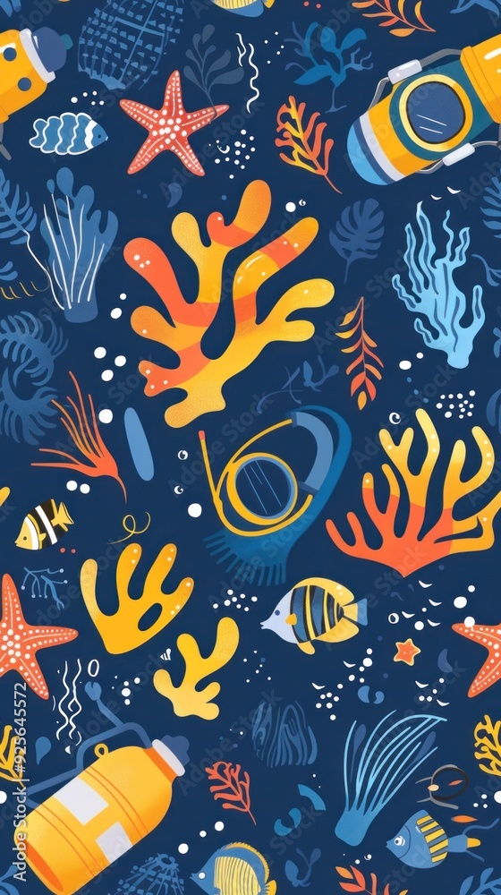 Colorful Underwater Seamless Pattern. Colorful Underwater Seamless Pattern.