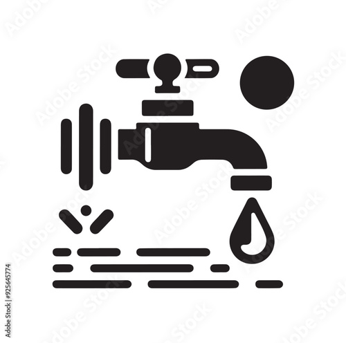 Water Taps icon silhouette vector illustration 