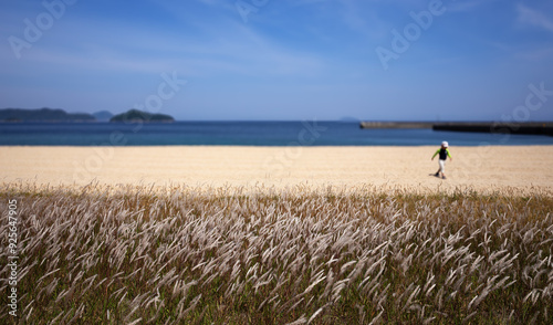 ビーチにて・夏を待ちきれない男の子がいる光景 / 山口県大島郡周防大島町 photo