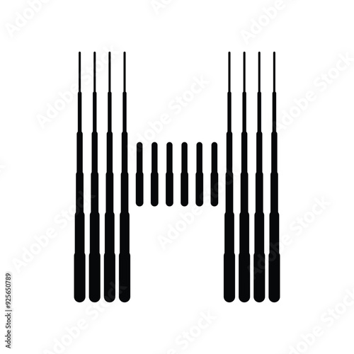 Letter H Logo with Vertical Halftone Line Pattern