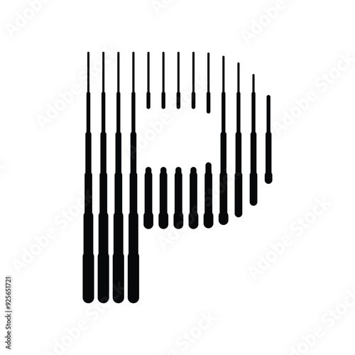 Letter P Logo with Vertical Halftone Line Pattern