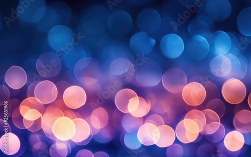 Vibrant Abstract Bokeh Lights on Blue Purple Gradient Background photo