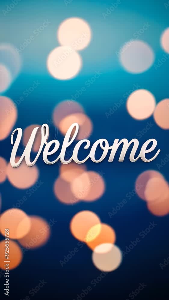 Welcome light text typography against blue background, welcome text animated background, can be used for web. on line Welcome light text typography against blue background, welcome text animated background, can be used for web. on line