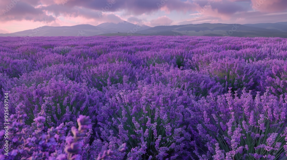 Obraz premium A field of lavender in full bloom.