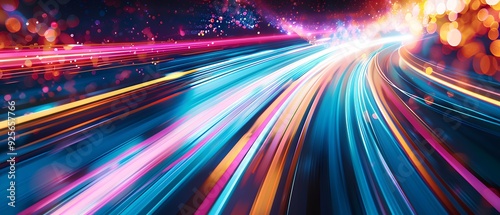 Abstract motion background. representing the speed and energy associated with fast internet connections. The colors should be bright and lively, creating an energetic atmosphere that captures attentio photo