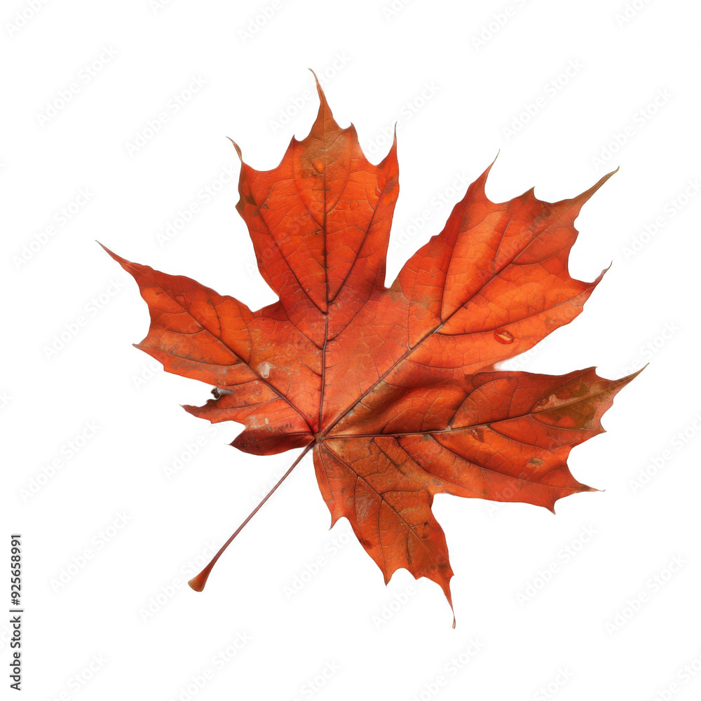 Obraz premium A Single Red Maple Leaf with Water Droplets