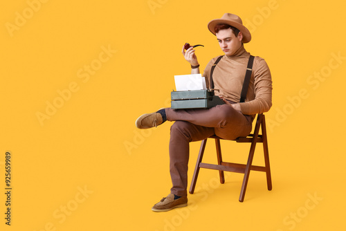 Young man with vintage type...