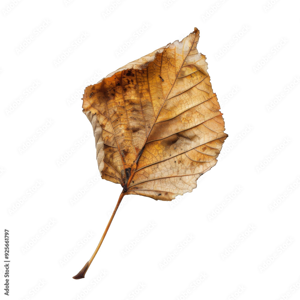 A Single, Dried, Brown Leaf with Intricate Veining
