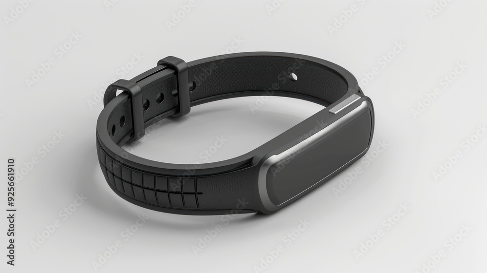 Black Fitness Tracker on a White Background. Black Fitness Tracker on a White Background.