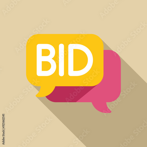 Speech bubble showing bid word, concept of online auction or competition