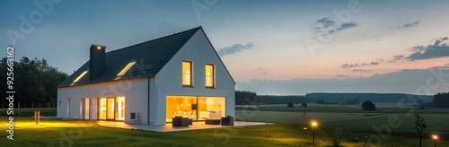 Modern Countryside Home at Dusk
