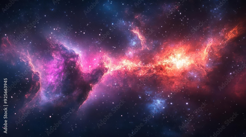 A vibrant and colorful nebula in deep space.
