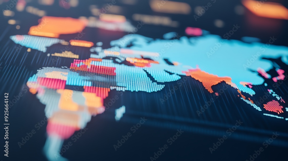 © Kulvarin - Global map with recession hotspots and policy indicators, illustrating economic recovery plans, dynamic policy strategy