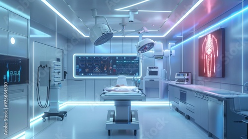 robotic operating room , futuristic healthcare , high-tech healing hub , high-tech healing hub in futuristic robotic operating room 