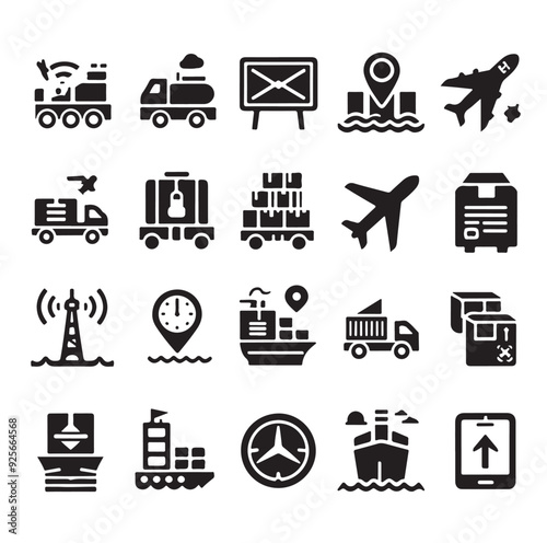 Logistics icons silhouette set silhouette vector illustration 