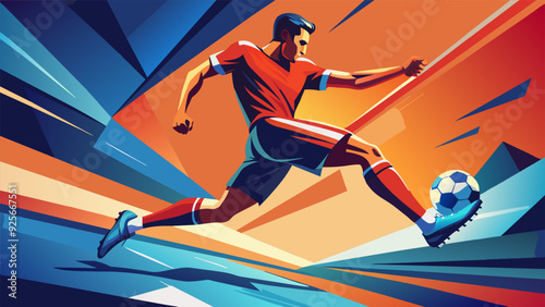 football player kick, vector illustration flat 2