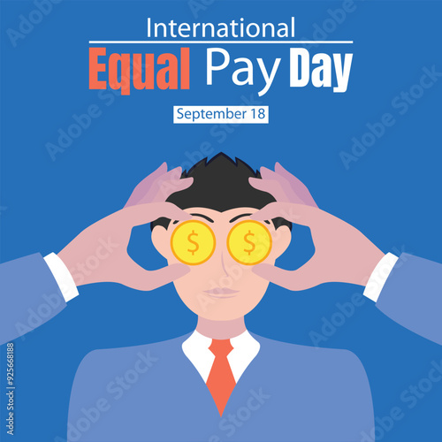 illustration vector graphic of someone covers their eyes with coins, perfect for international day, international equal pay day, celebrate, greeting card, etc.