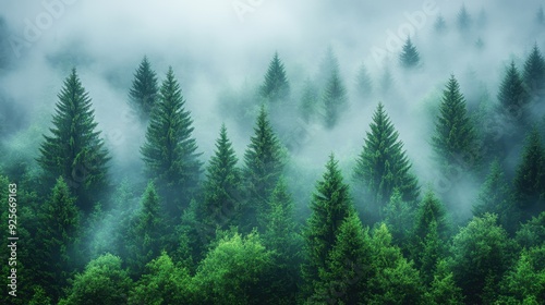 Misty Forest Landscape.
