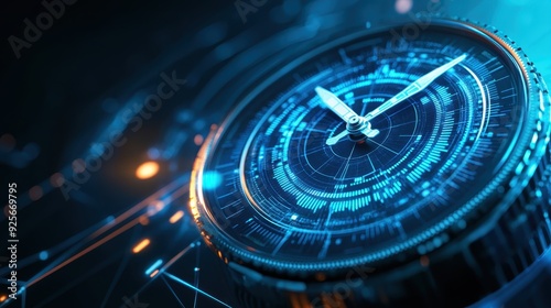 Wallpaper Mural Timeless Sync: Abstract Mechanical Clock with Digital Mosaic and Copy Space for Text Torontodigital.ca