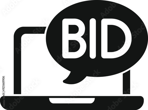 Black and white vector illustration of an online auction concept