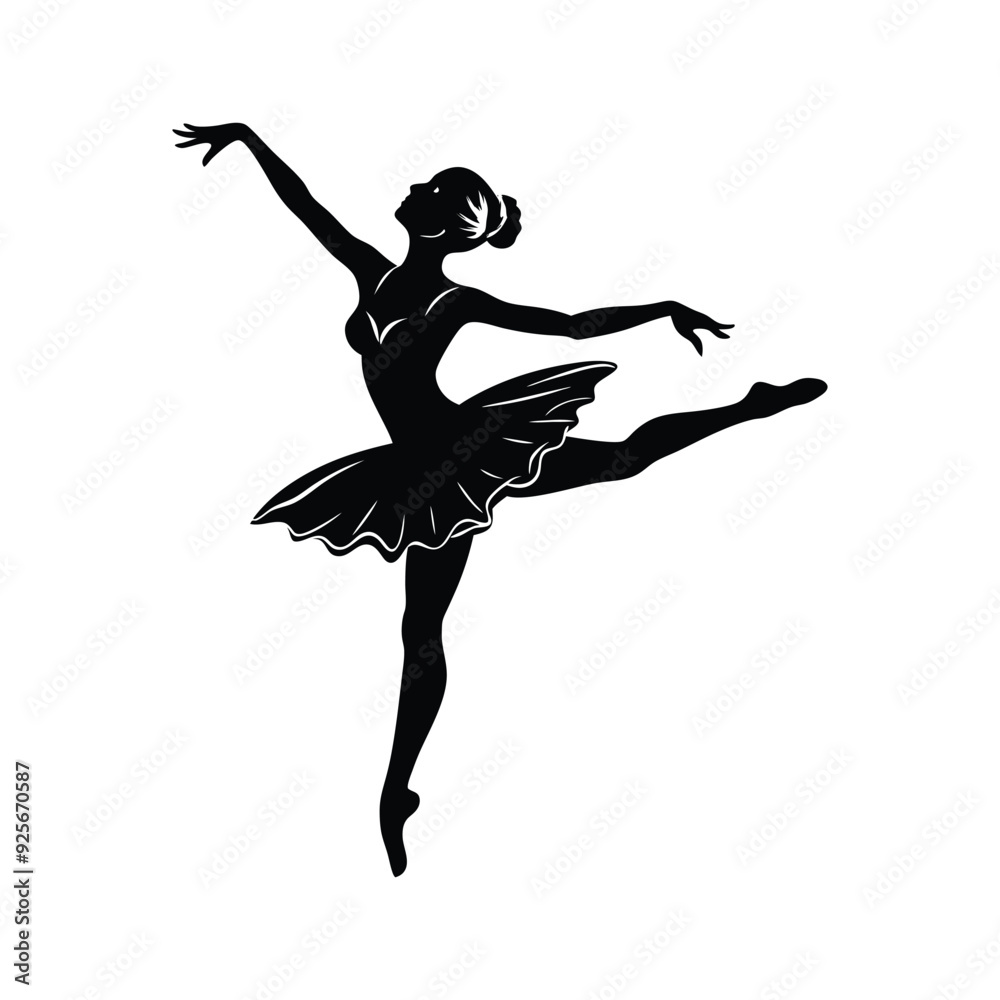 A Dancer in A Ballet Pose Silhouette Vector Style A Dancer in A Ballet Pose Silhouette Vector Style