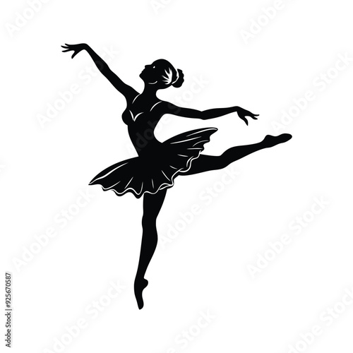 A Dancer in A Ballet Pose Silhouette Vector Style