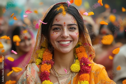 joyous teej festival celebration women in vibrant saris traditional rituals colorful decorations lively dance photo