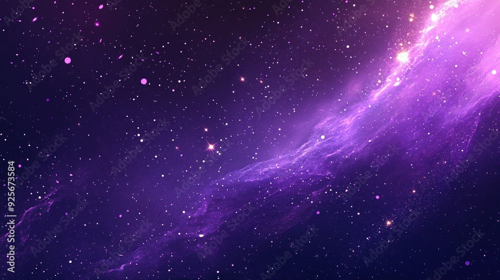 Starry Violet Night Sky, Galaxy Vector Illustration with Flat Design and Simple Aesthetics, Emphasizing Purple Palette and High Resolution Clarity Starry Violet Night Sky, Galaxy Vector Illustration with Flat Design and Simple Aesthetics, Emphasizing Purple Palette and High Resolution Clarity